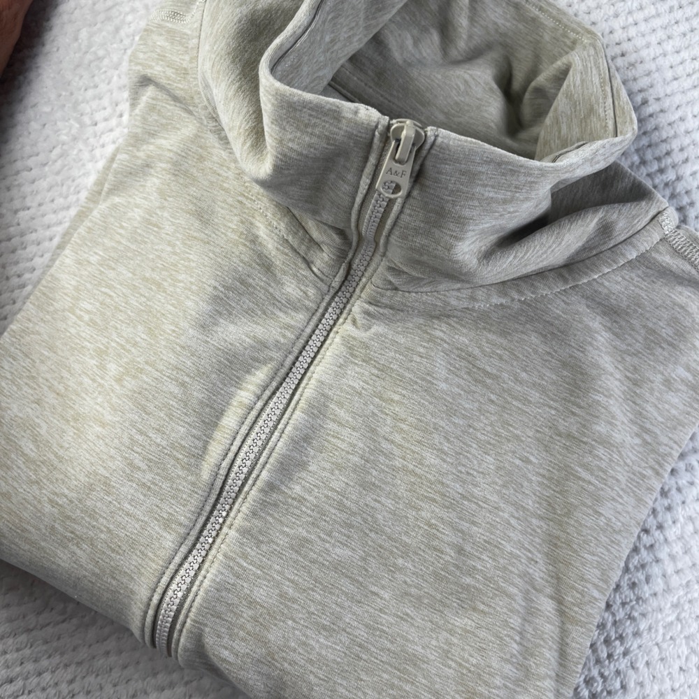 Abercrombie & Fitch Soft AF Oatmeal Heather Quarter Zip Pullover Womens Small